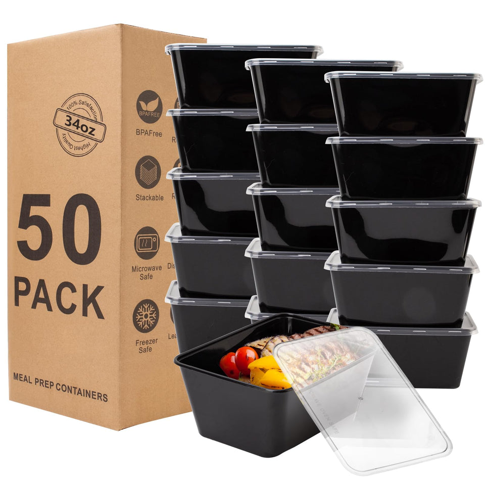 RANLITTLE 34oz meal prep container with stackable lid for easy portioning.