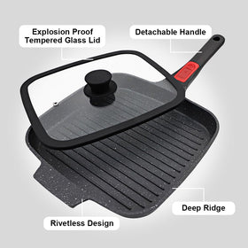 RANX INGST griddle pan detachable handle for safe storage