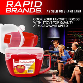 Rapid Soup Mug heating noodles quickly and conveniently.