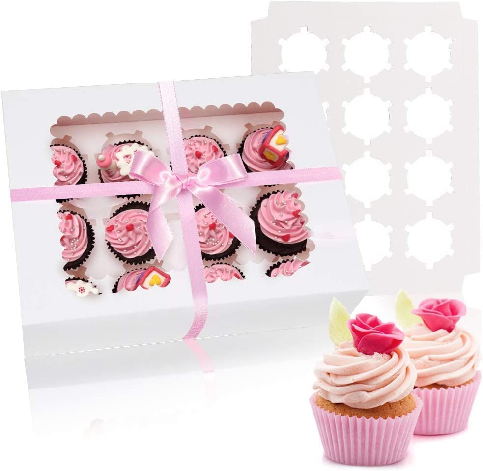 Rarapop cupcake boxes with window showcase 12-count capacity for fresh bakery display