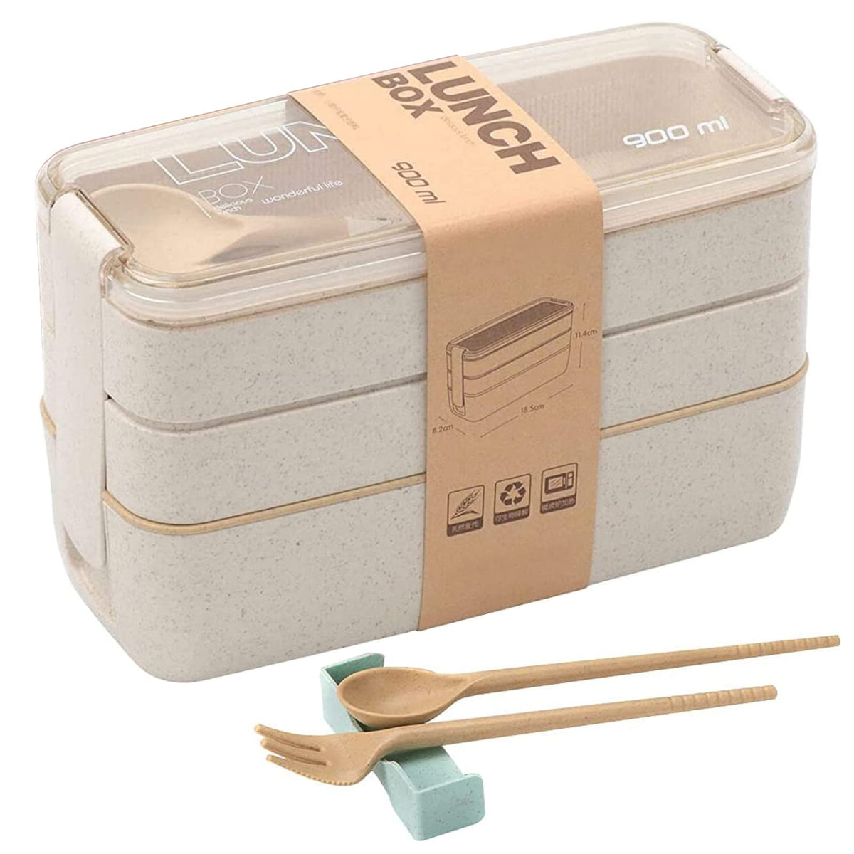 Rarapop beige stackable bento box full set for quick healthy meals on the go