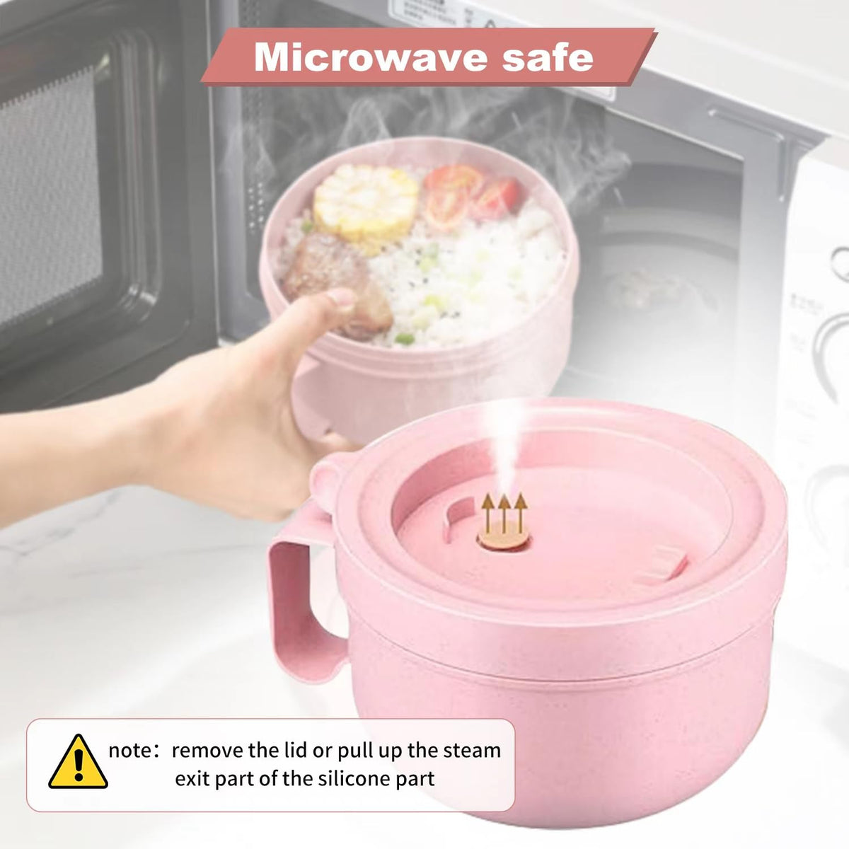 Rarapop steam vent outlet provides safe steam release during microwaving.