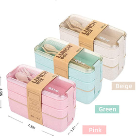 Rarapop 900 ml capacity bento with three compartments keeps meals organized.