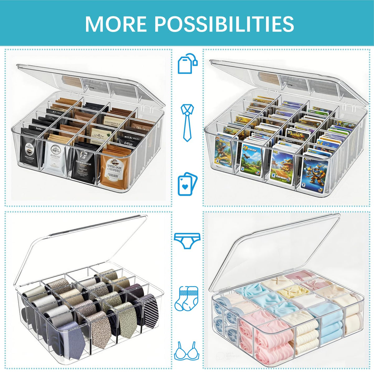 Rasydyn BPA-free durable organizer stores tea, sugar, and accessories.