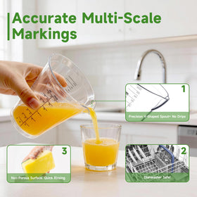 Ratiekc immersion blender cup in clear plastic shows ingredient progress.