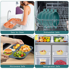 Ratulie BPA-free food-safe dishes emphasized for daily use with kids.