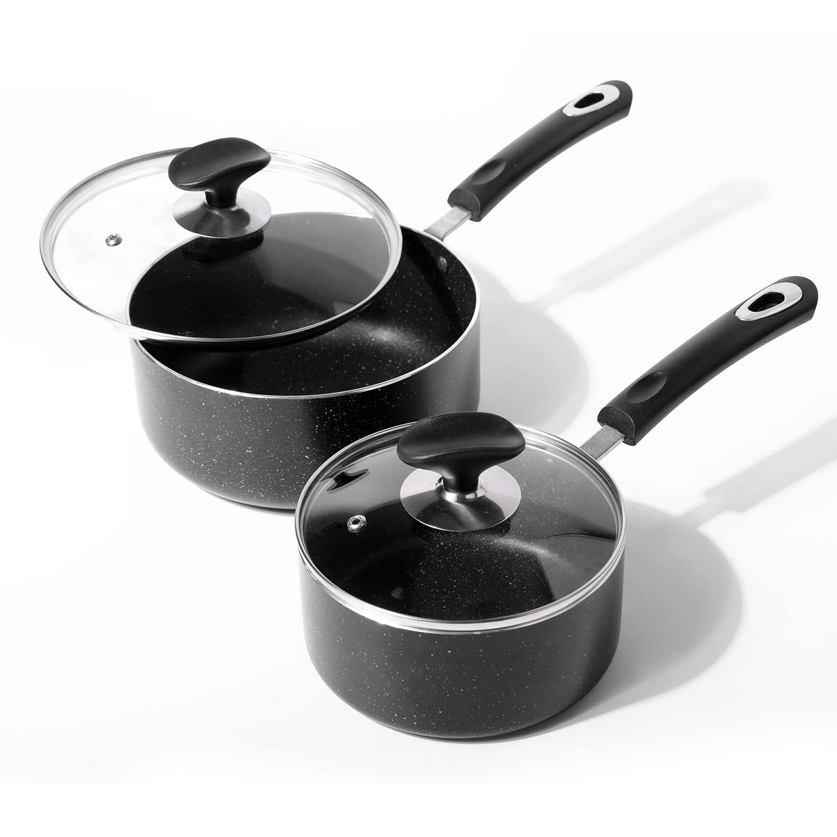 RATWIA 1.5qt nonstick saucepan with glass lid for quick sauces.