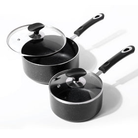 RATWIA 1.5qt nonstick saucepan with glass lid for quick sauces.