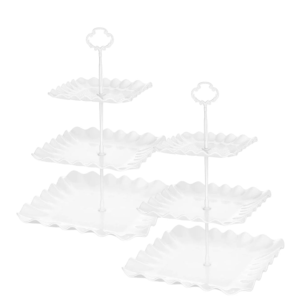 RAUVOLFIA 2-pack square dessert stand with three tiers ideal for cupcakes and cookies.