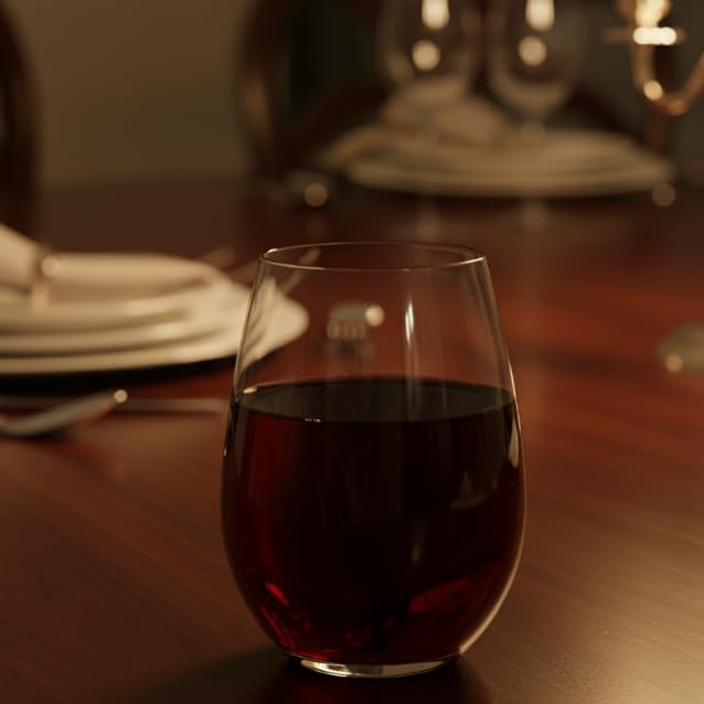 Ravenscroft Sweethome 17oz glass in use with red wine, showcasing durability and stability.