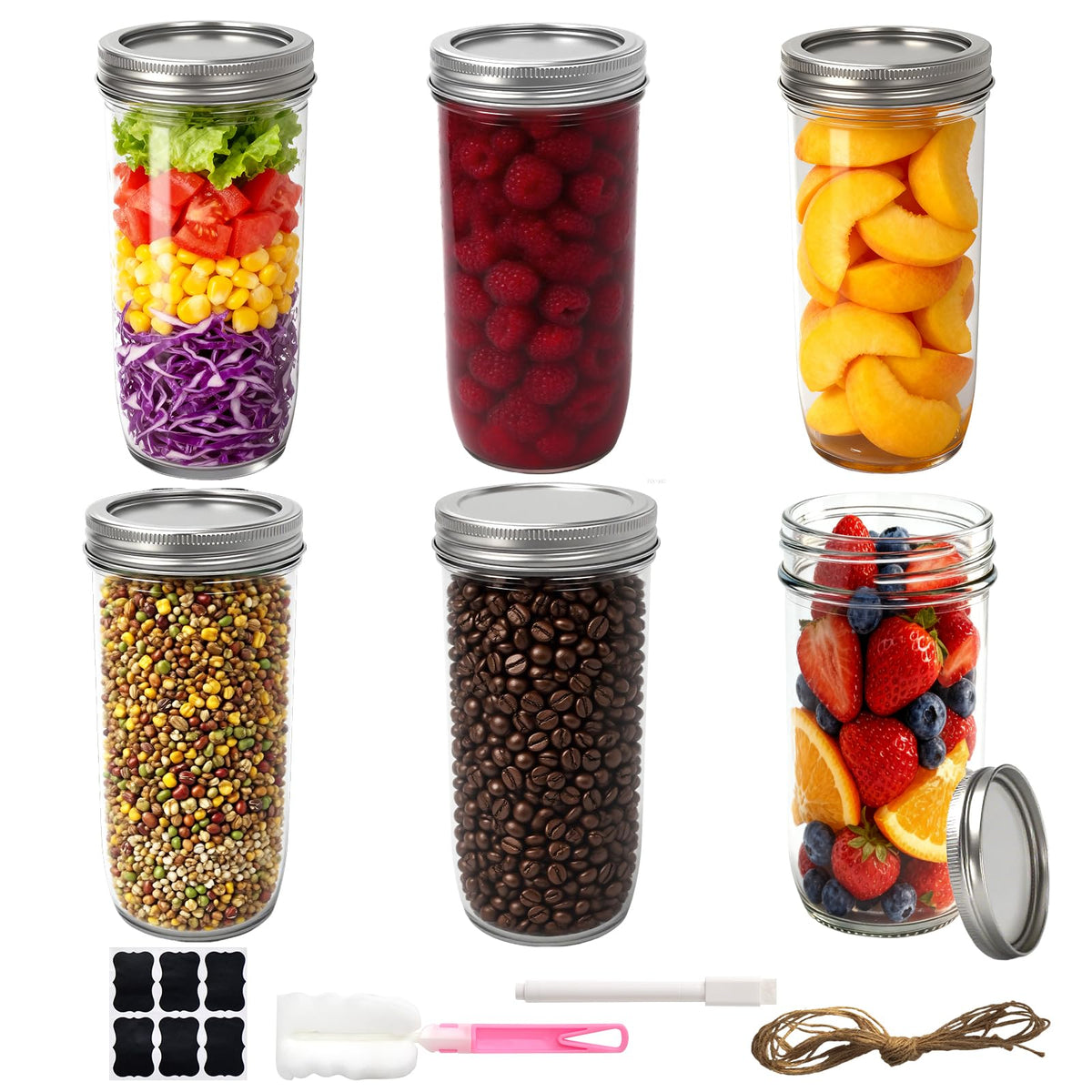 Ravflaw wide-mouth 24 oz jar with lid for easy filling and pouring