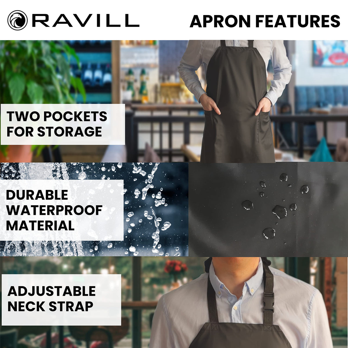 Ravill waterproof apron ideal for dishwashing tasks with sturdy material.