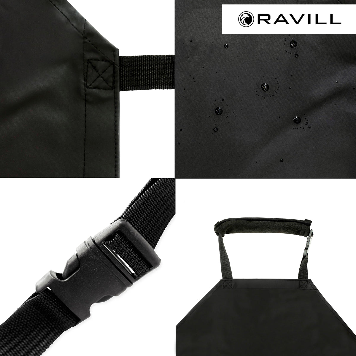 Ravill double-pocket apron keeps tools within reach while cleaning.