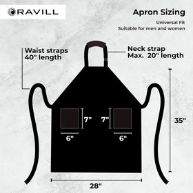 Ravill 35-inch waterproof apron protects clothing during cooking and crafts.