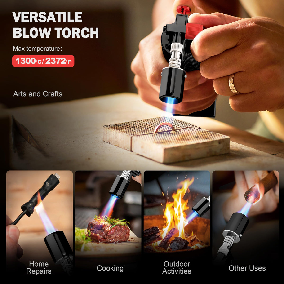 RAVS creme brulee torch caramelizing sugar on desserts for crisp tops