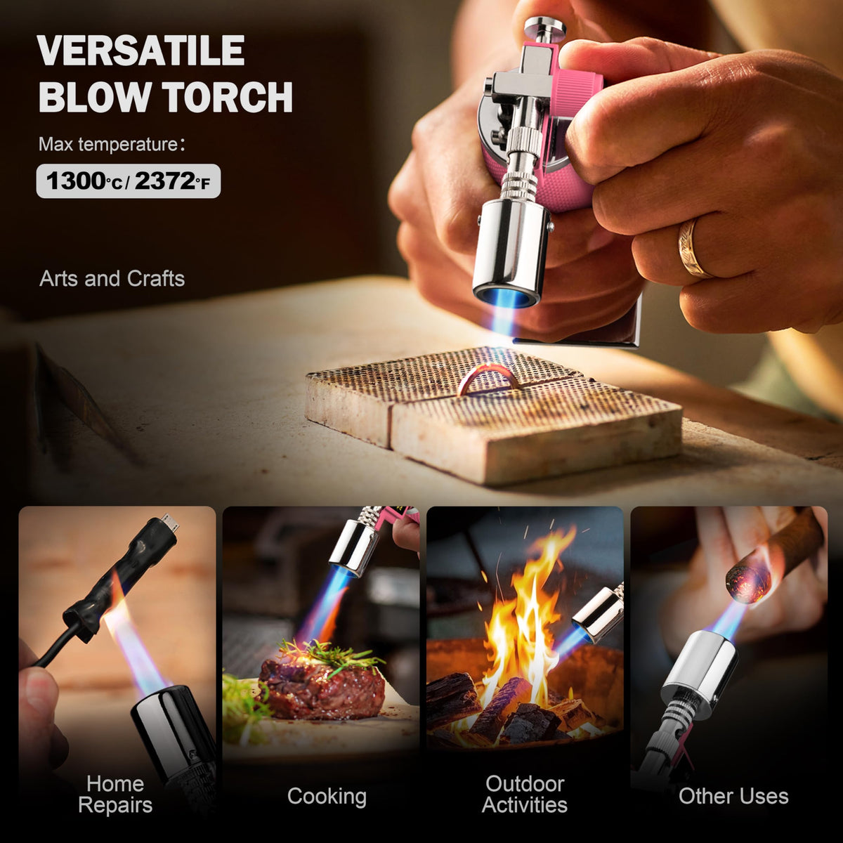 RAVS adjustable flame up to 1300°C for precise caramelization.