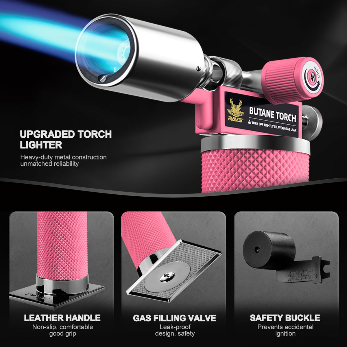 RAVS piezo ignition in action for quick, reliable starts.