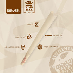RAW cones with criss-cross watermark visible for smooth burn.
