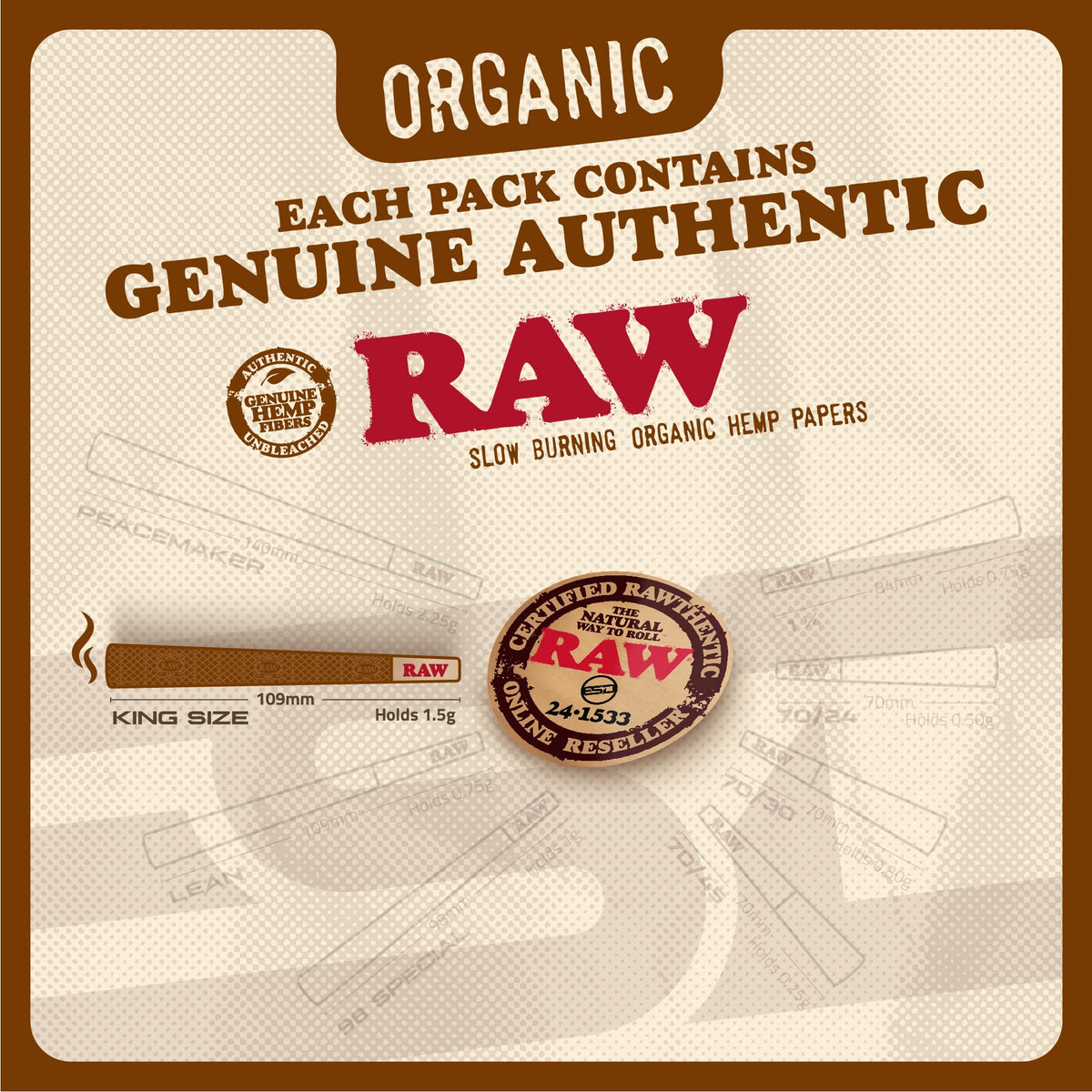 RAW cones stacked two per pack for easy handling.