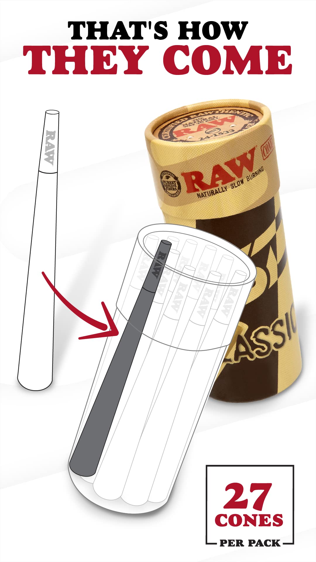 RAW Peacemaker Cones Classic 27-pack, inside view showing structure