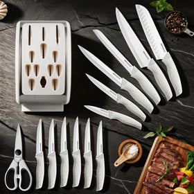 RAXCO knife-set-on-counter: functional centerpiece for everyday cooking tasks.