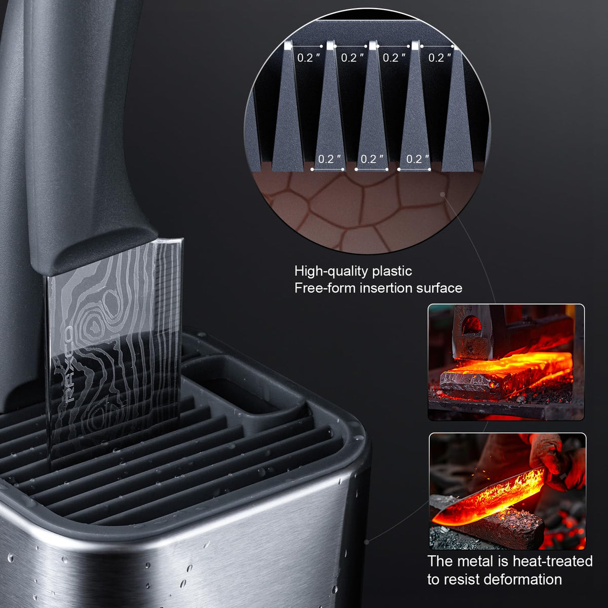 RAXCO stainless steel knife holder keeping blades organized