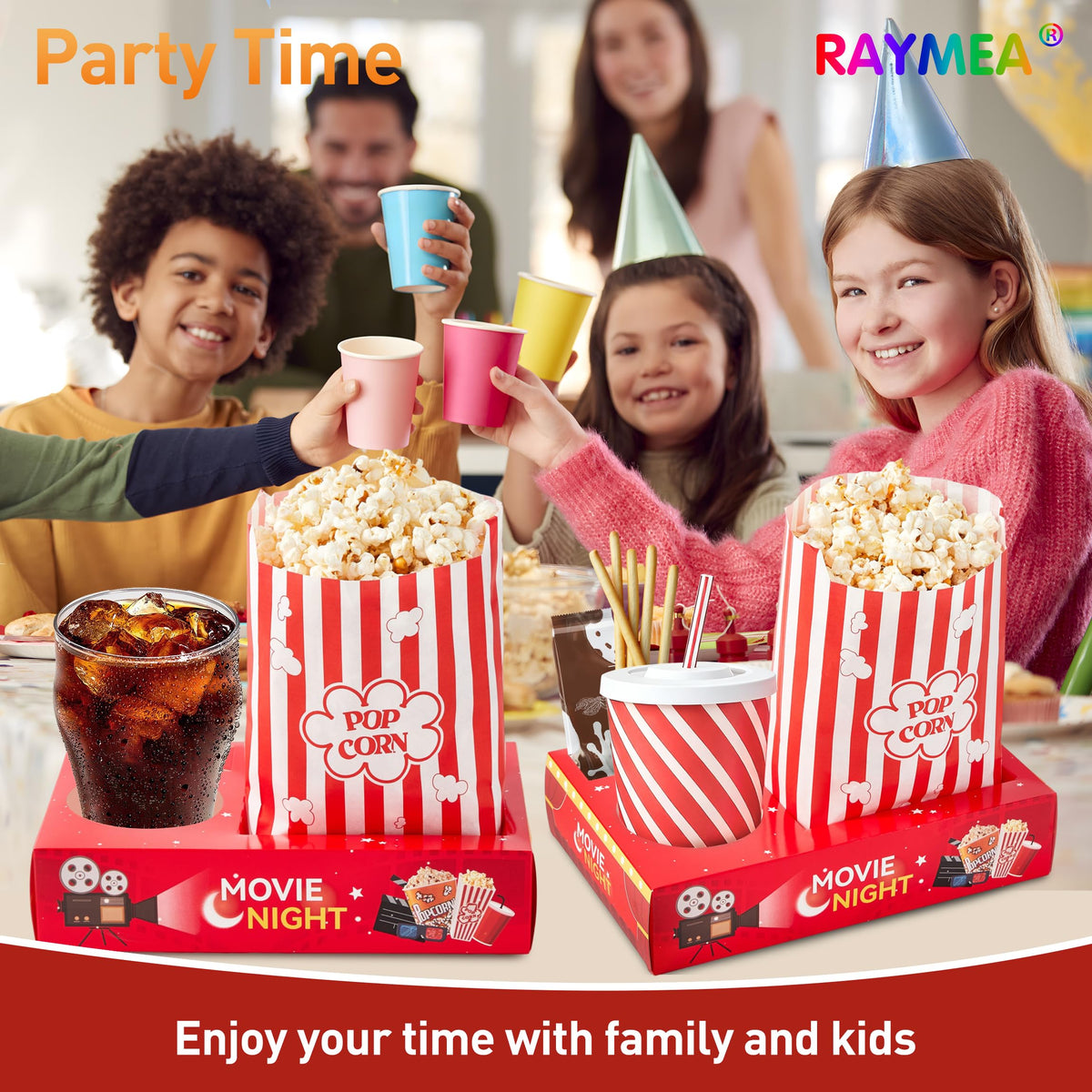 RAYMEA complete party pack shown for family movie night.