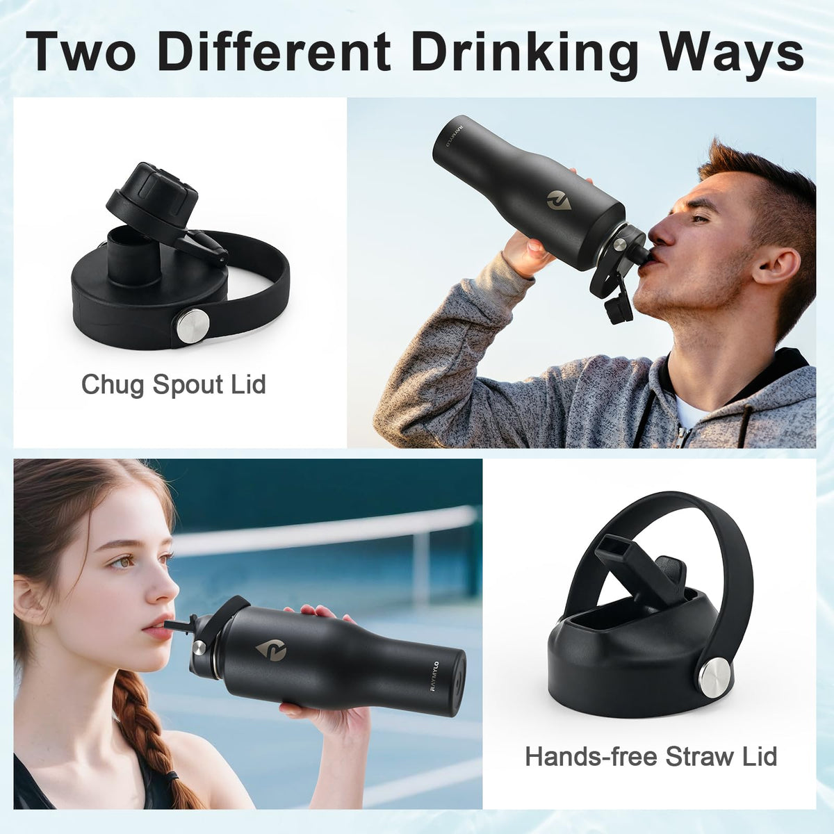 RAYMYLO wide spout lid supports fast hydration and ice addition