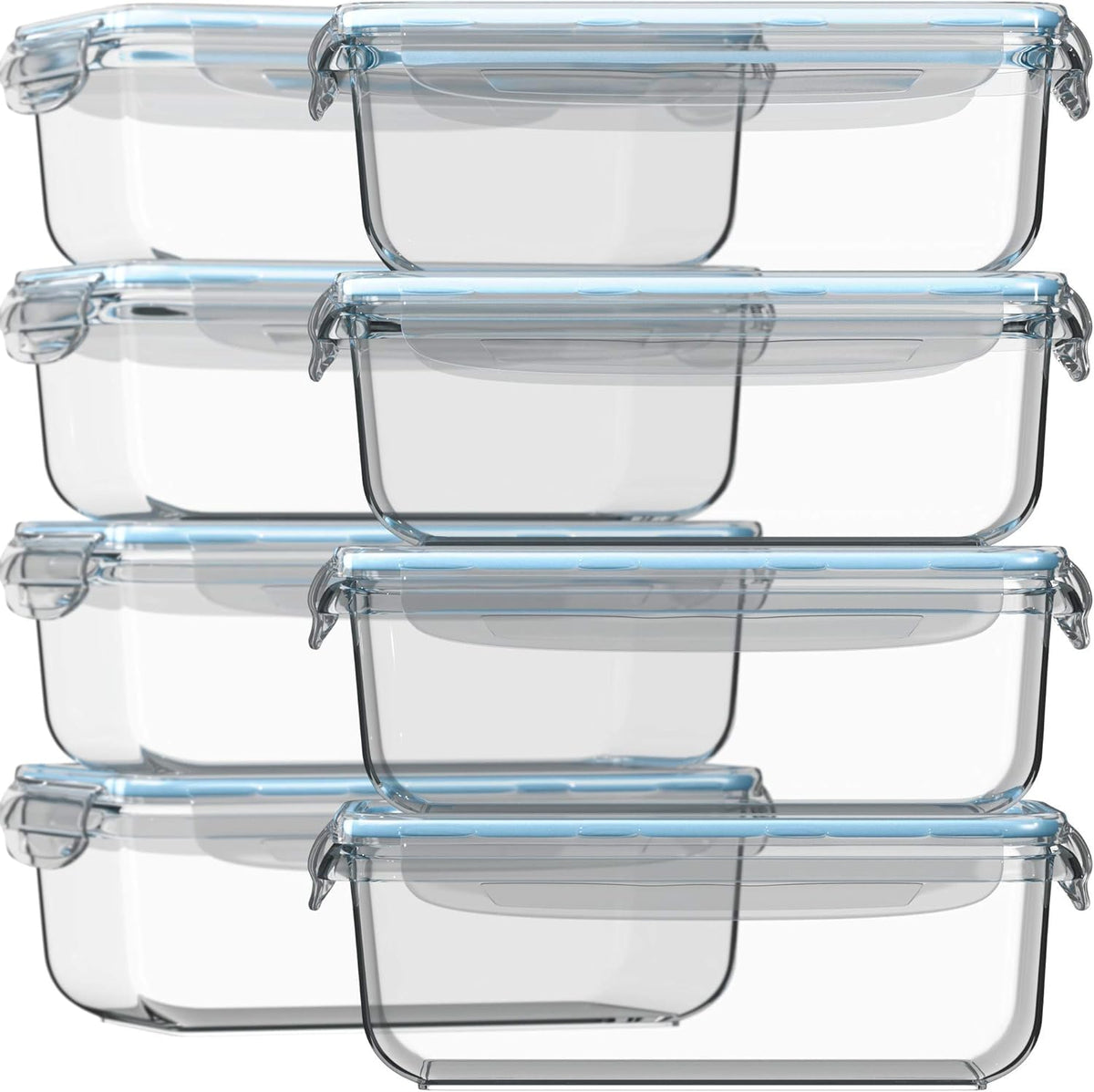 Razab 16-piece glass meal prep set shown for easy portioning and storage.