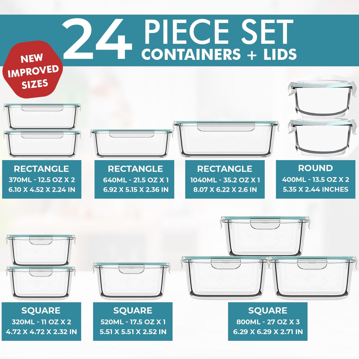 Razab square glass containers with airtight lids for pantry organization