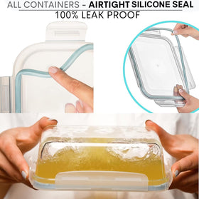 Razab 30 oz glass container with airtight lid for secure storage.