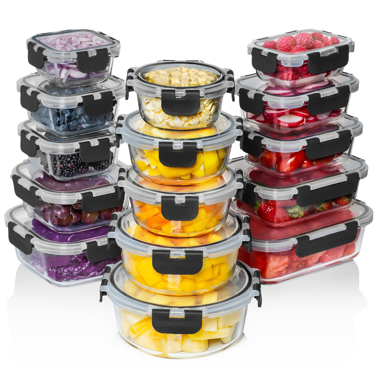 Razab 30pc glass storage rectangle 1040ml for meal prep and portion control