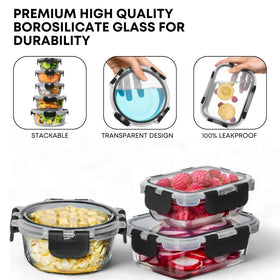 Razab 30pc glass storage round 630ml portable work lunch