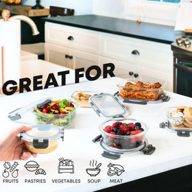 Razab 30pc rectangular 185ml glass container with lid for snacks.