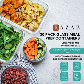 Razab 30pc square 160ml glass container with lid for snacks.