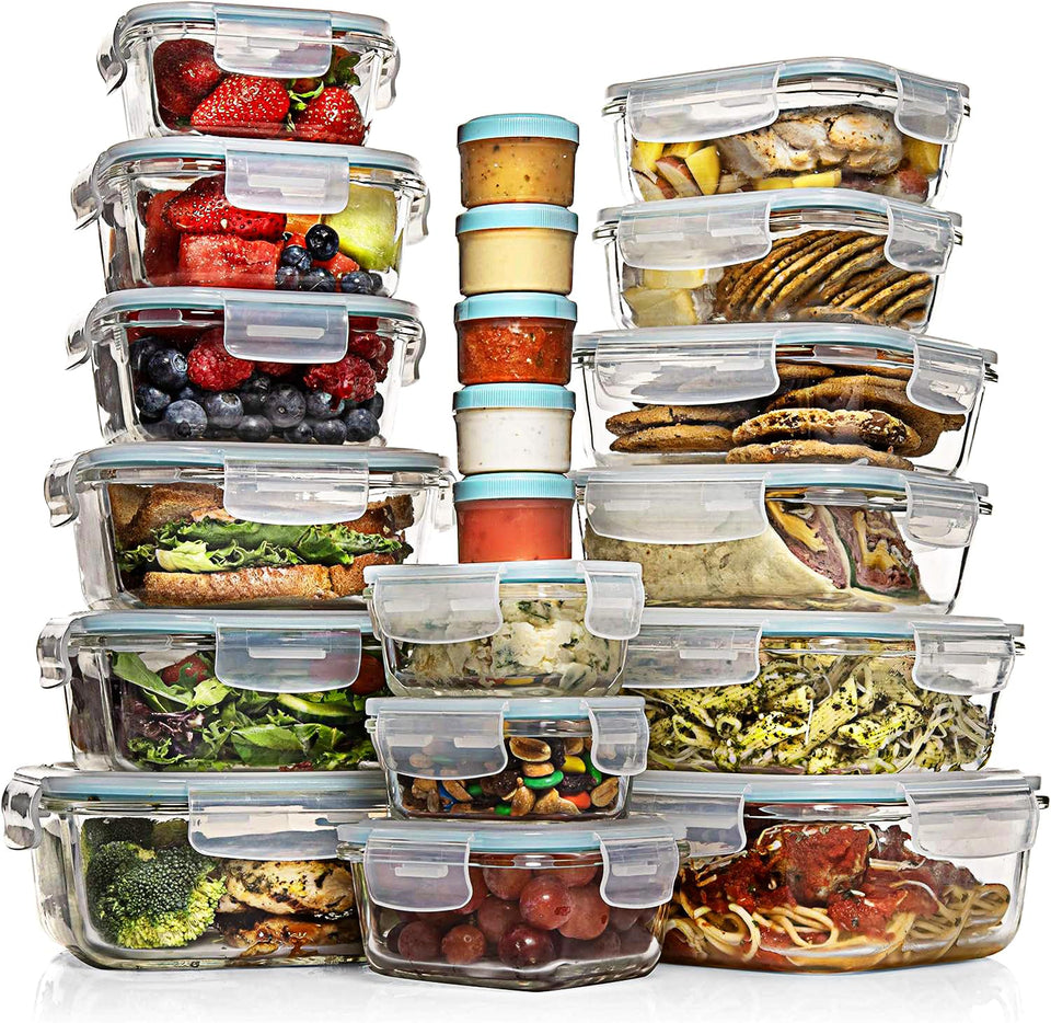 Razab 35-piece glass storage set with lids for leftovers and meal prep