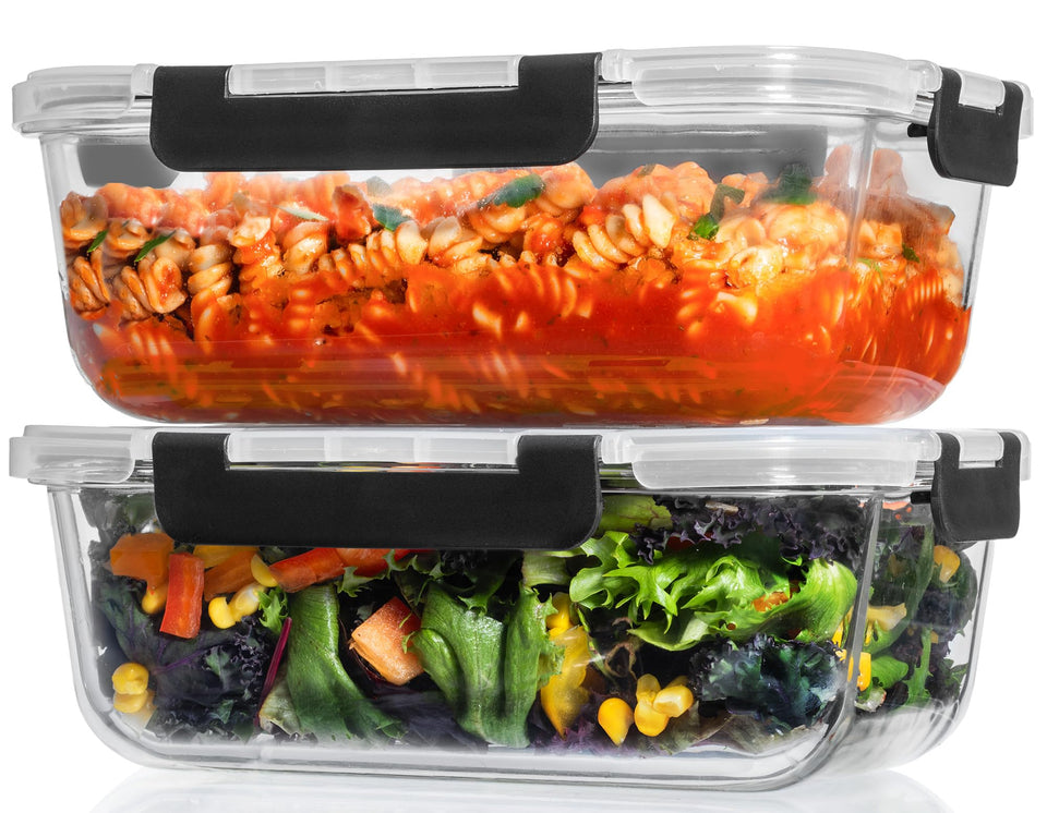 Razab large glass storage container with lids for organized meal prep.