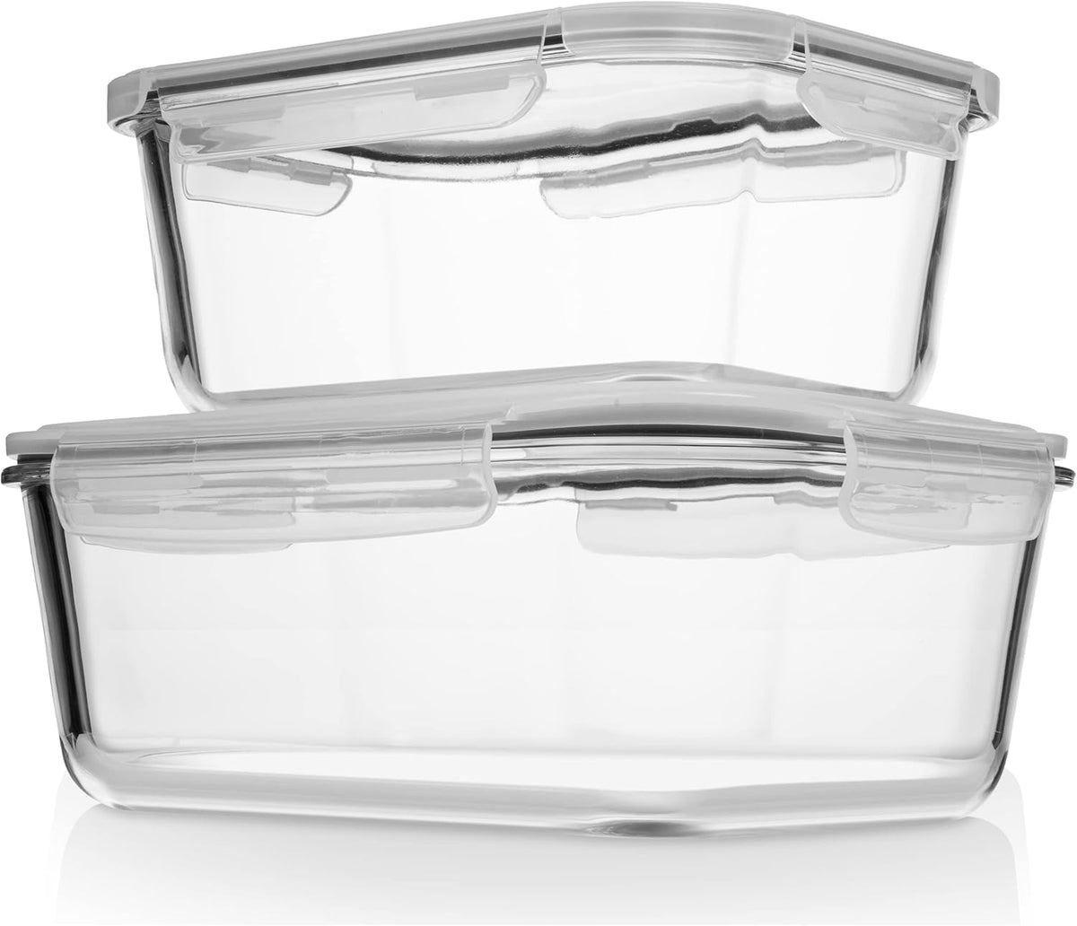 Razab 4pc glass storage set featuring 2700ml container and 1520ml lid for freshness.