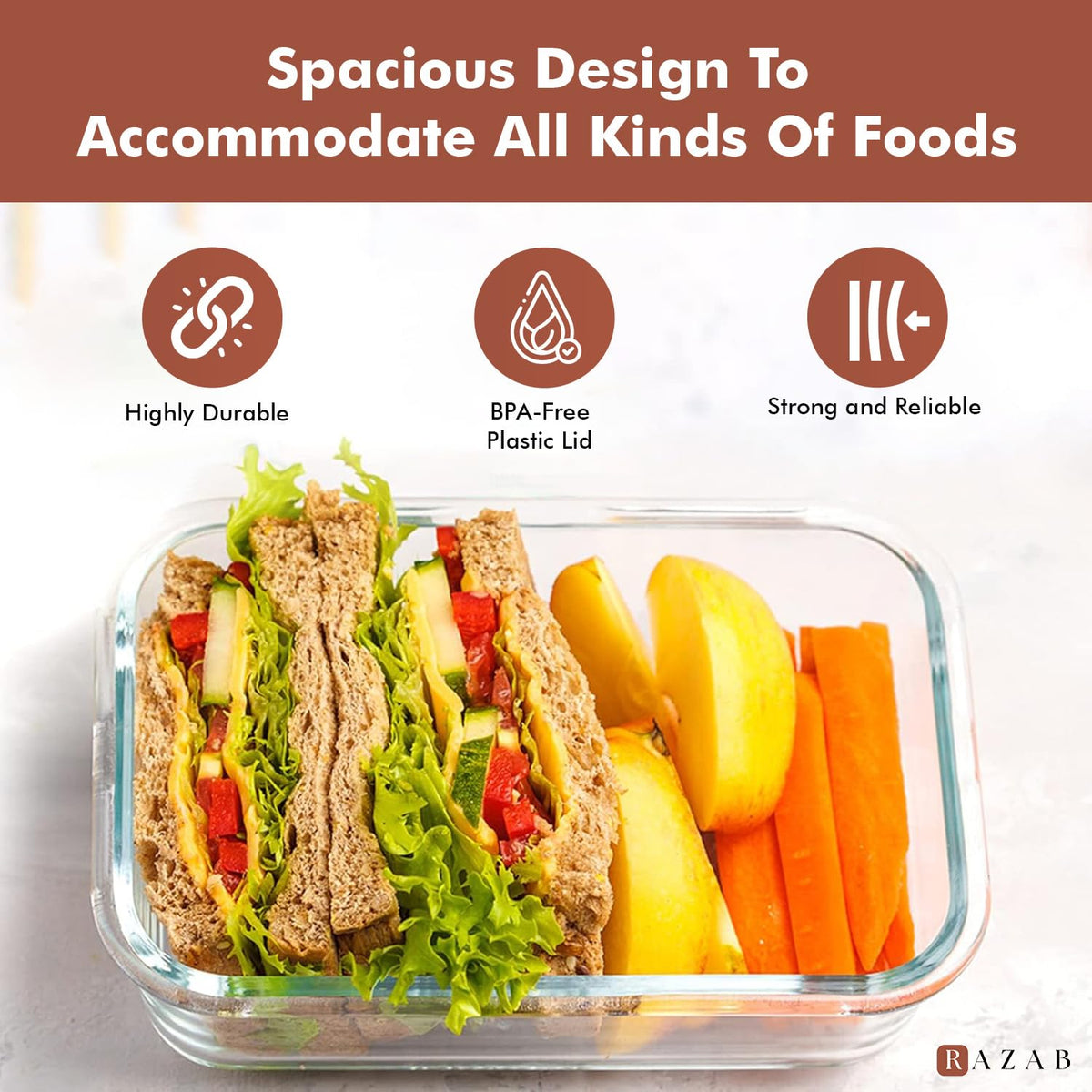 Razab 5-pack plastic condiment containers for sauces and dips on the go.