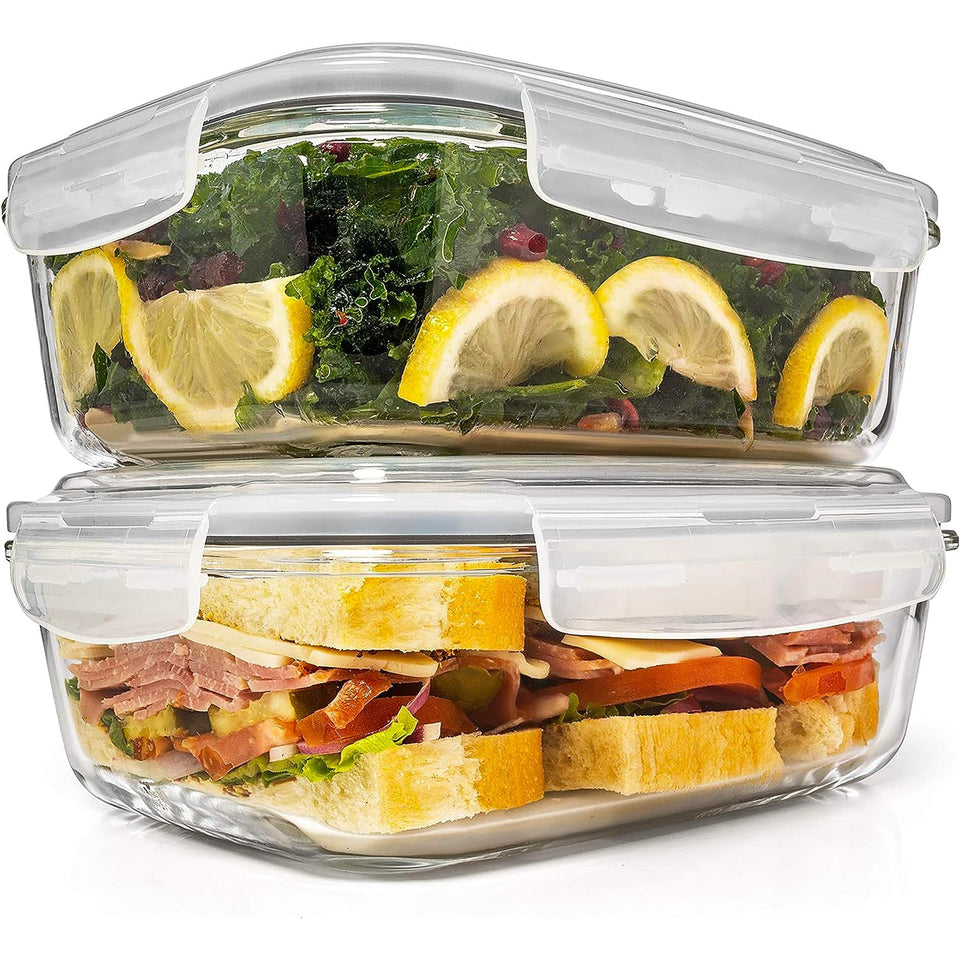 Razab 6.5-cup glass containers with locking lids for secure storage