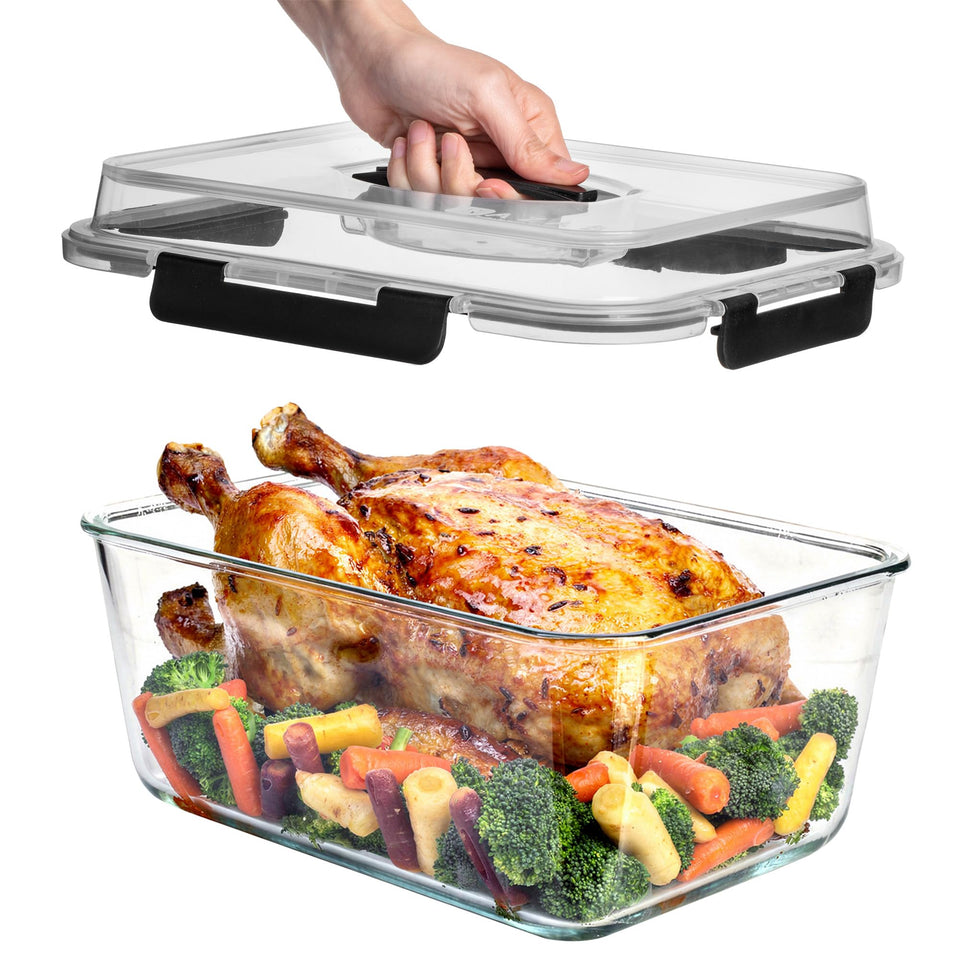 Razab 6500ml glass storage container with lid for large batch meals and leftovers.