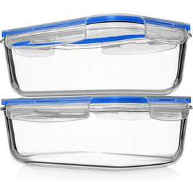 Razab 8-cup glass storage with lids for bulk meals and organized cabinets