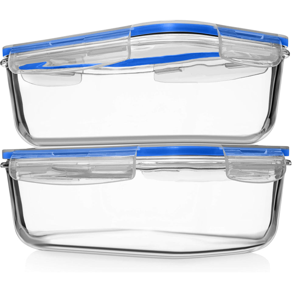 Razab 8-cup glass storage with lids for bulk meals and organized cabinets