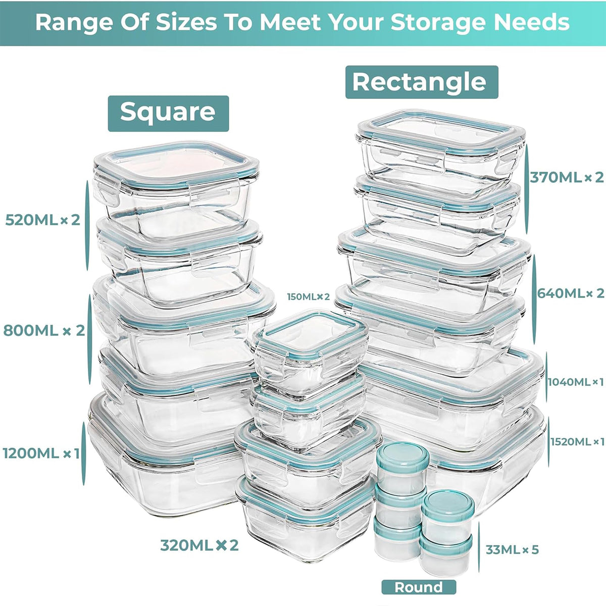 Razab airtight BPA-free lids on glass containers for secure sealing