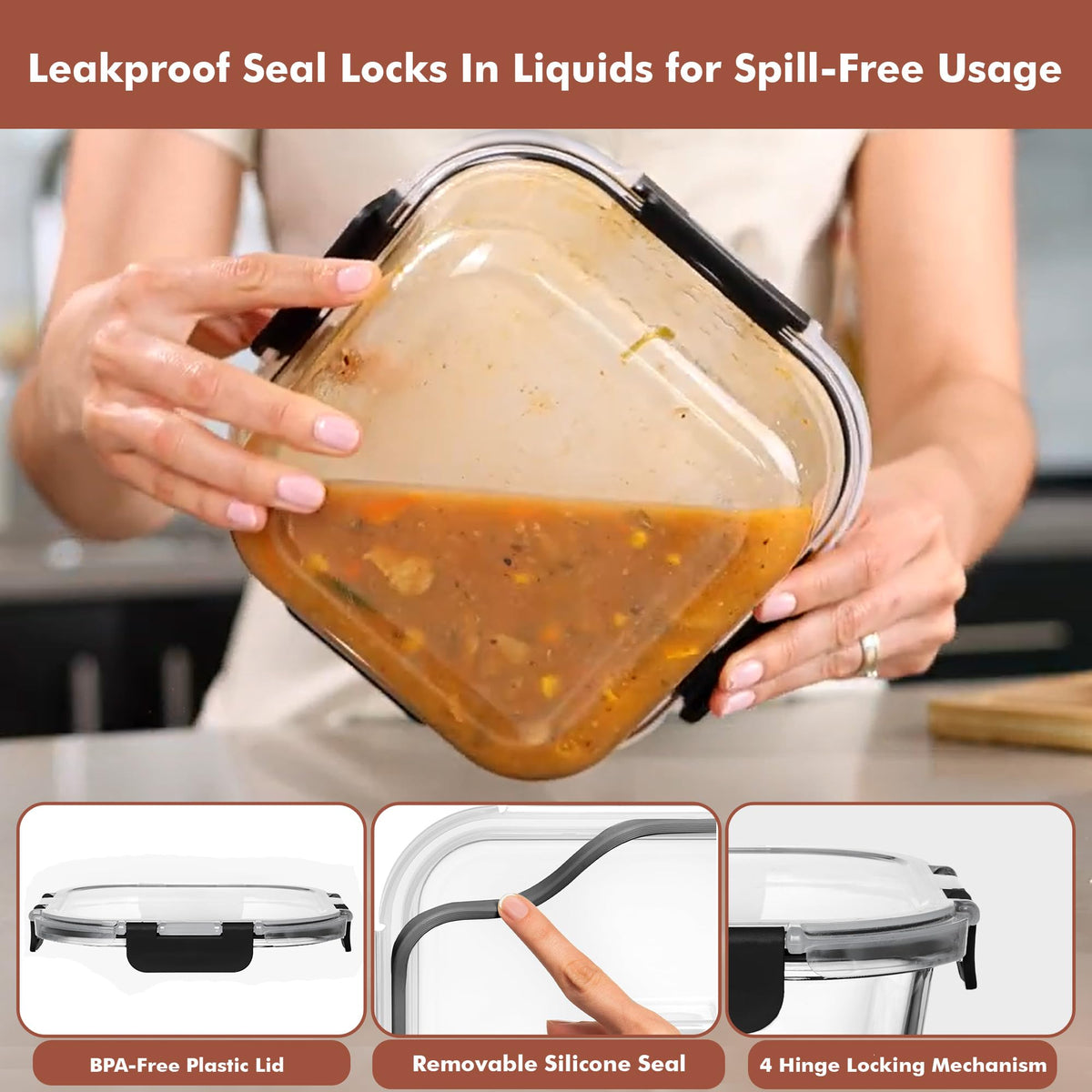 Razab airtight leakproof lids for secure on‑the‑go use