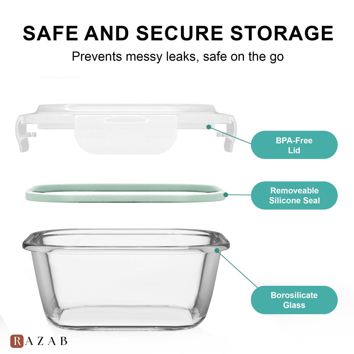 Razab airtight lid close-up showing snap-lock sealing.