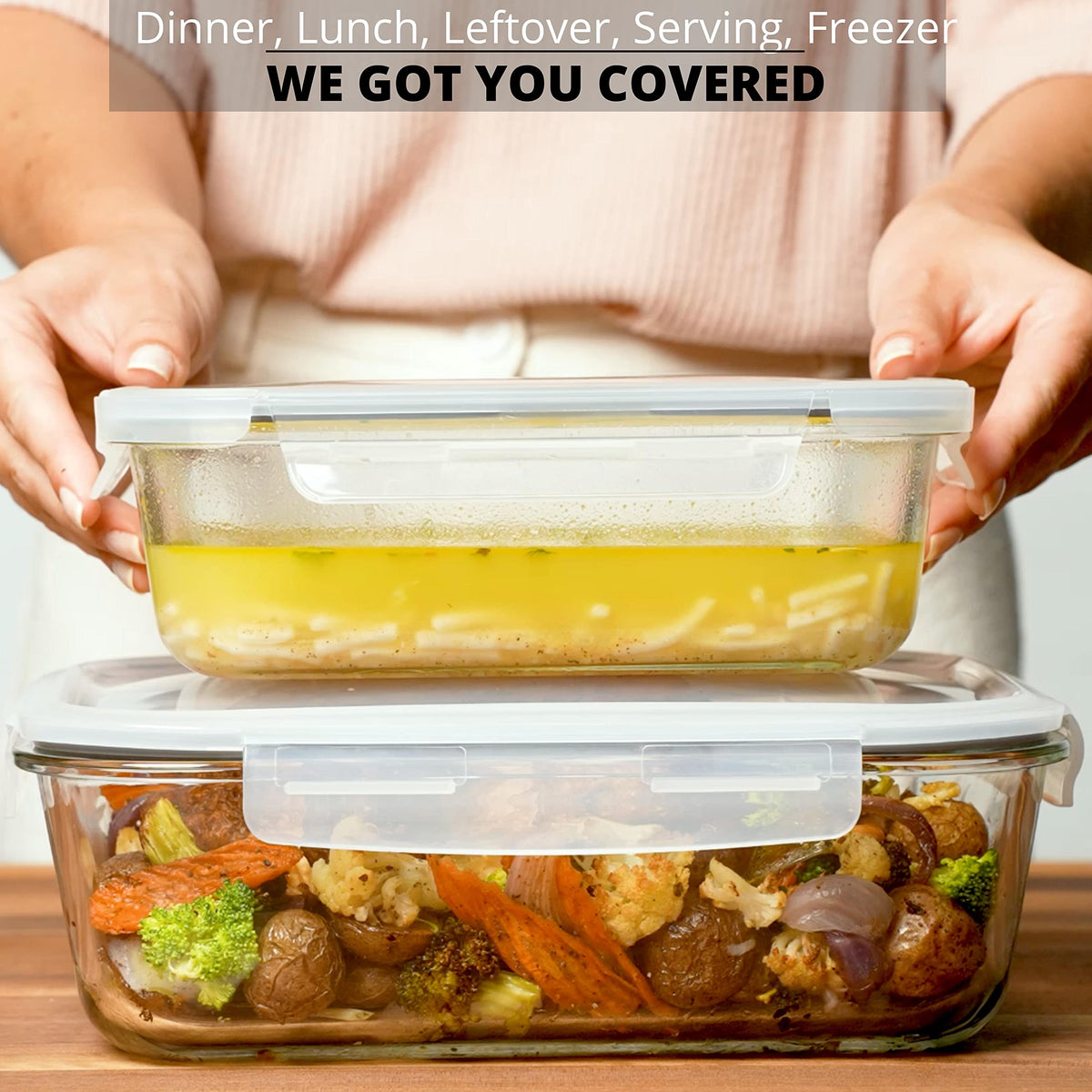 Razab airtight locking lids ensure leak-proof, BPA-free sealing for leftovers.
