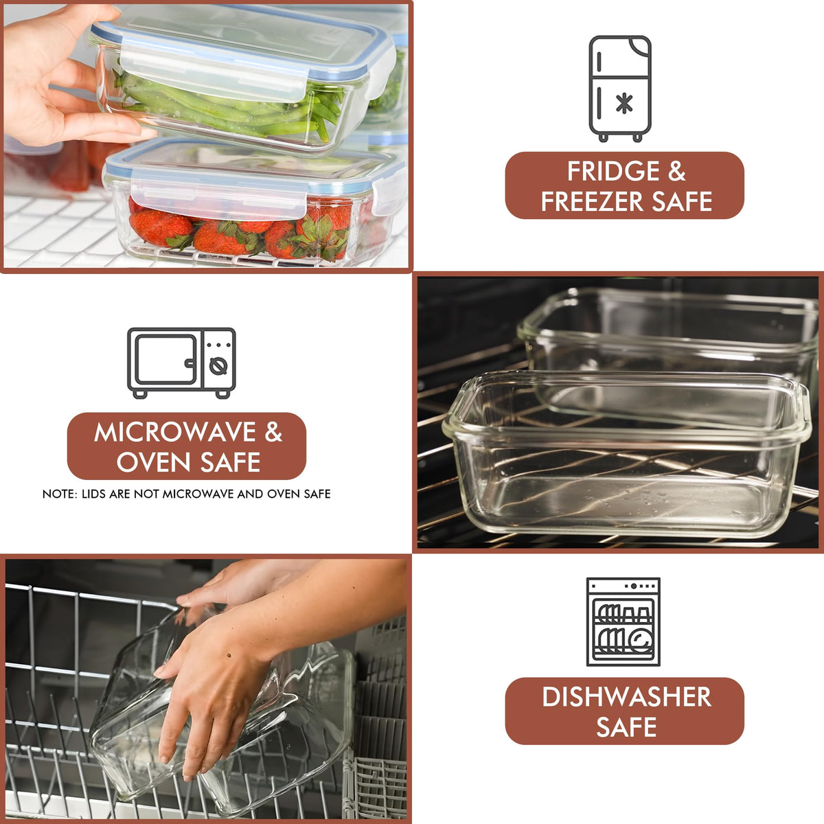 Razab borosilicate glass clarity ensures durable, stain-resistant storage.