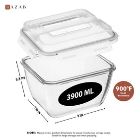 Razab borosilicate glass container built for durability and heat stability.