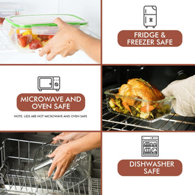 Razab borosilicate glass is oven-safe when used without lids for reheating.
